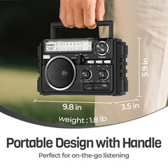 Portable Radio Dual-Antenna AM FM SW Bluetooth USB Rechargeable – Easy to Use