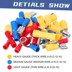 102/300X Assorted Insulated Spade Electrical Wire Connectors Crimp Terminals Kit