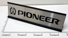 Pioneer Logo Desk Sign – Custom Black & Silver Aluminum