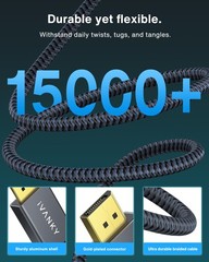 10ft Grey DisplayPort 1.4 Cable, DP-DP, 8K@60Hz, 4K@144Hz, 32.4Gbps, HBR3, HDR