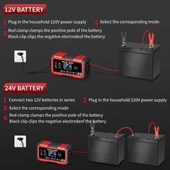 2* 12V 15A and 24V 8A Fast Battery Charger for 12V/24V LiFePO4 Lithium Batterie