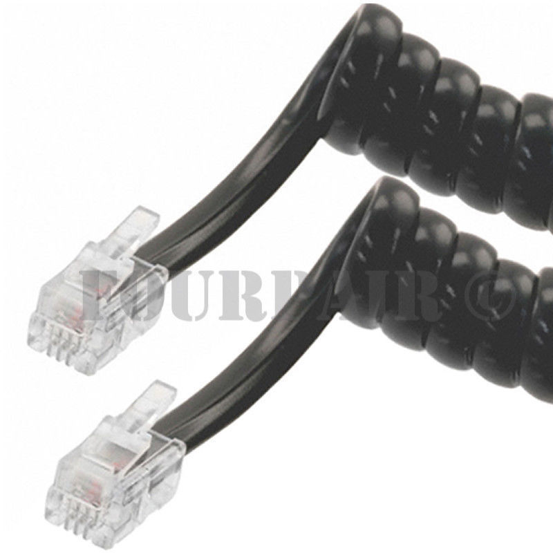 25ft Telephone Handset Receiver Cord Phone Curly Coil Cable 4P4C RJ22 – Black