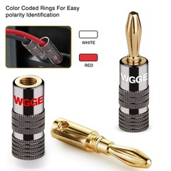 WGGE WG029 Banana Plugs Audio Jack Connector, 24k Gold Dual Screw Lock Speake…