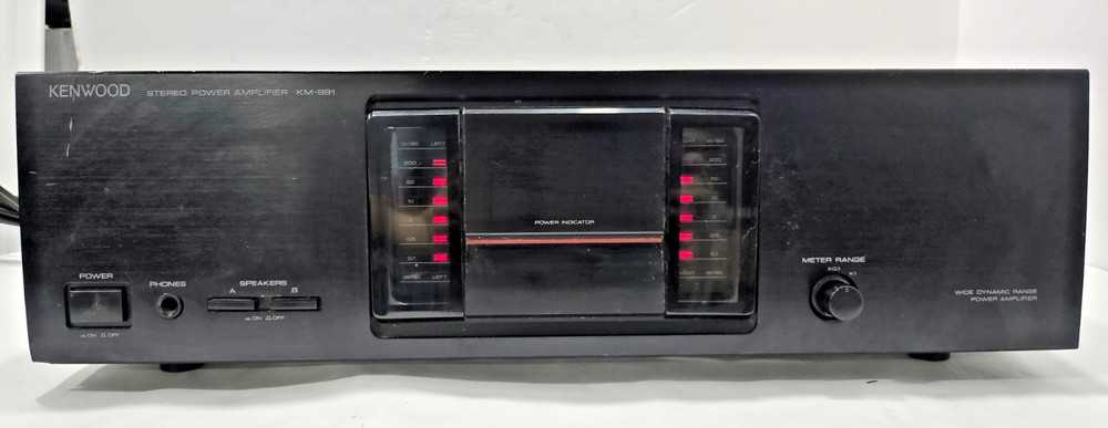 Kenwood KM-991 150 Watts Per Channel Stereo Power Amplifier LED Meter Works Used