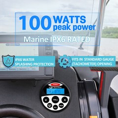 GUZARE Boat Marine Stereo Receiver Bluetooth Audio AM FM Gauge Waterproof Radio