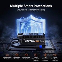 LiTime 24V 20A Waterproof LiFePO4 Battery Charger for RV, Marine, Trolling Motor