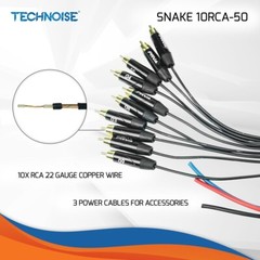 PRV Audio SNAKE 10RCA-50 Car Audio 50 Ft Medusa Cable 10 RCA Channels + 3 power