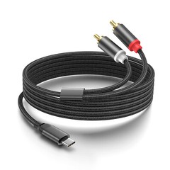 USB Type-C to 2 RCA Male Stereo Audio Cable USB-C Jack Converter Adapter Cord US