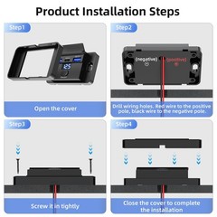 Upgraded 12V USB Outlet 72W Dual QC 3.0 18W and Type C 36W Car Port Black