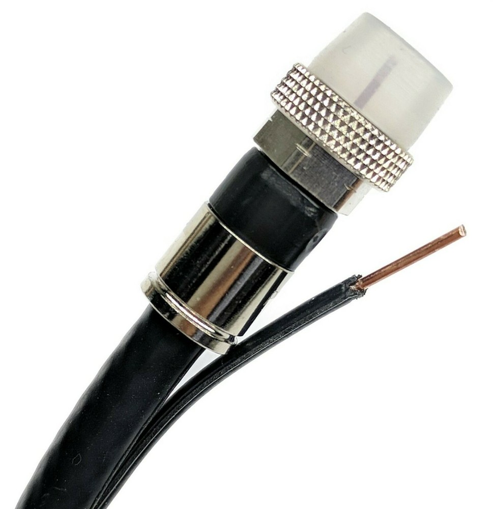 RG6 OUTDOOR DIRECT BURIAL COAXIAL CABLE WITH MESSENGER & INSTALLED F-CONNECTORS