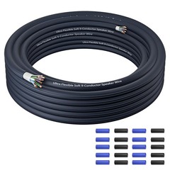 9 Conductor Speaker Wire 25 FT, 18 Gauge CCA Stranded Cable, 18AWG 4-Channel Spe