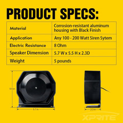 Compact 200 Watt High Performance Extra Slim Siren Speaker (Capable