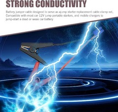 1 PC Car Emergency Battery Jump Cable, Heavy Duty Jump Starter Replacement Cable