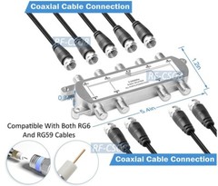 1 In 8 Out RF Coax Splitter 8×1 RF Coax Combiner For CATV Satellite Antenna TV