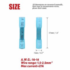 1000Pcs Heat Shrink Waterproof Wire Connectors Blue 14-16AWG Butt Seal Terminals