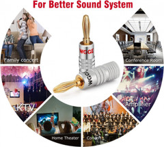 WGGE WG-009 Banana Plugs Audio Jack Connector 12 Pairs / 24 12 Pairs, Silver