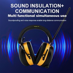 Bluetooth FM Radio Headphones with Digital Display 30Db Hearing Protection Safe
