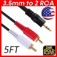 3.5mm to RCA Cable 2RCA to AUX Cord 2-RCA to 3.5mm Adapter Stereo Audio Y-Cable
