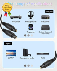 Optical Audio Splitter 1 in 2 Out Toslink Digital Fiber Optical Audio Cable…..
