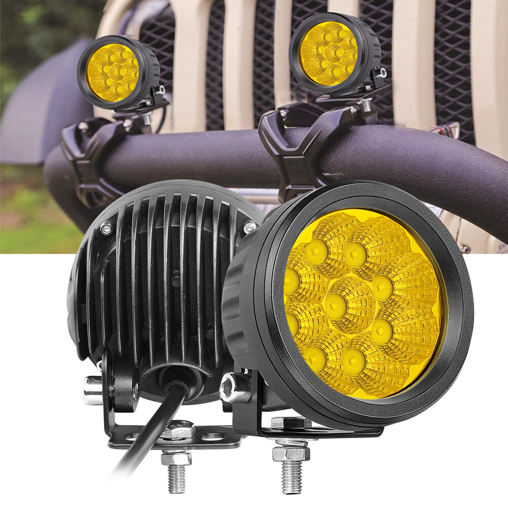 2x 3.5″inch Round LED Work Light Bar Flood Pods Fog Driving Lamp Offroad 4WD SUV