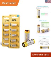 12V Alkaline 23A Batteries 10 Pack for Remote Car Doorbells Toys