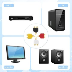 4PCS RCA Y Splitter 1 Male To 2 Female AV Audio Video Cable Adapter
