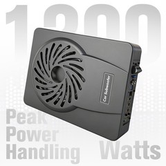 Under Seat Powered Subwoofer 1200W 2.6″ Slim Aluminum Alloy Body DSP 48 Band EQ