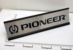 Pioneer Logo Desk Sign – Custom Black & Silver Aluminum