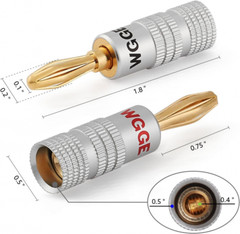 WGGE WG-009 Banana Plugs Audio Jack Connector 12 Pairs / 24 12 Pairs, Silver