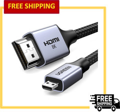 UGREEN 8K Micro HDMI to HDMI Cable 48Gbps, 8K@60Hz Braided for GoPro/RPi5/Camera