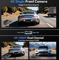 Front 4K & Rear 1080P Dash Cam for GMC Sierra 1500 2022-2026 UHD 2160P Video