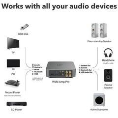 WiiM Amp Pro: Multiroom Streaming Amplifier | Compatible Pro Dark Gray