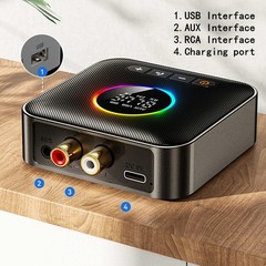 Bluetooth 5.4 Audio Receiver Transmitter FM USB 3.5MM AUX RCA Stereo HIFIAdapter