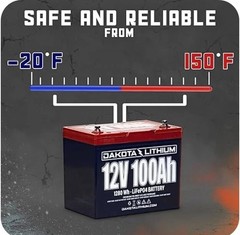 Dakota Lithium 12V100Ah LiFePO4, Deep Cycle Lithium Battery RV Marine