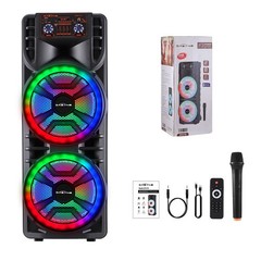 12” Dual Portable Bluetooth Speaker Subwoofer FM Heavy Bass Sound Karaoke W/Mic