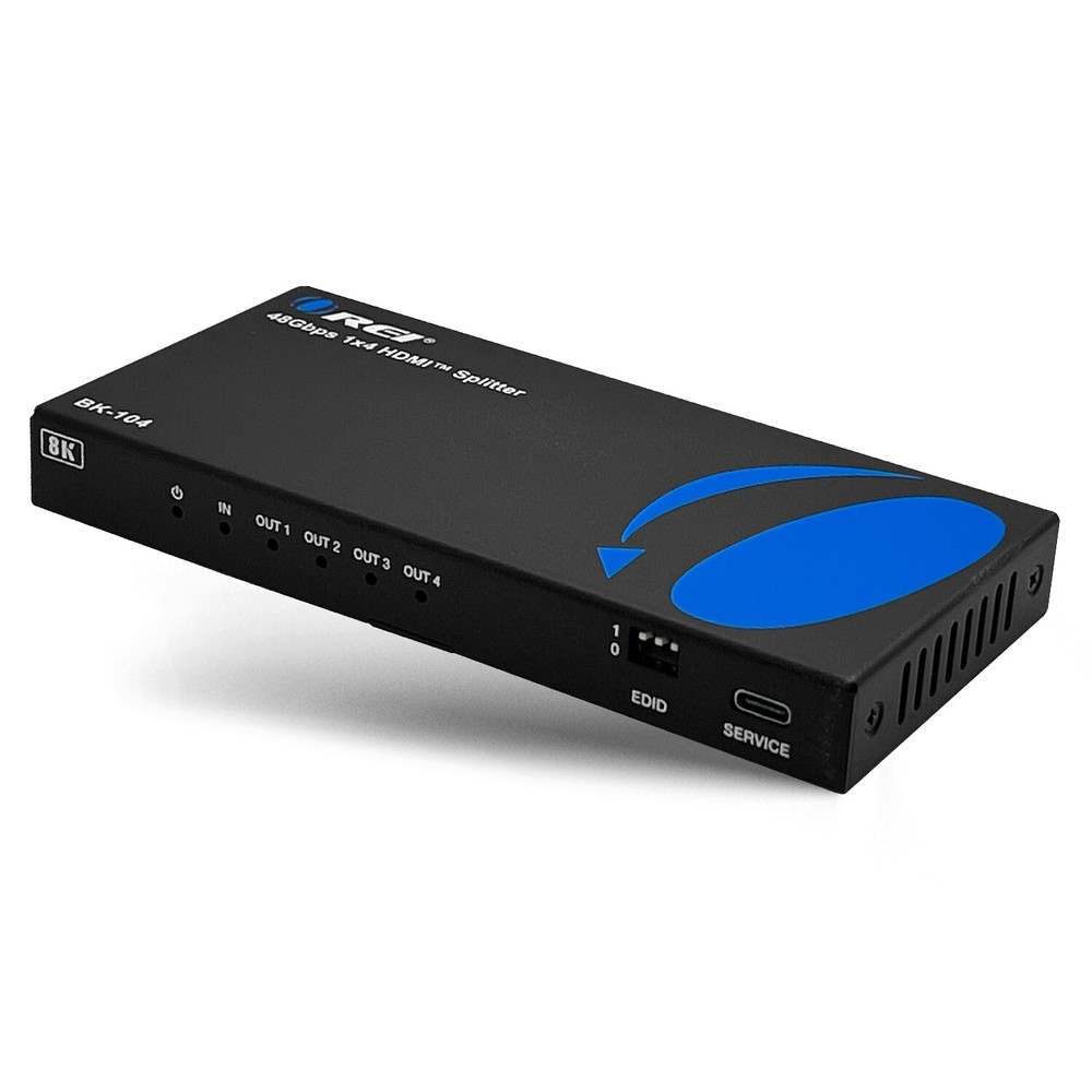 OREI 1×4 HDMI Splitter W/ Audio Out: 1-In 4-Out, UltraHD 8K, EDID (BK-104)