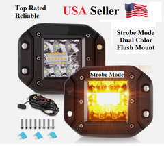 5″inch 72W Flush Mount LED Work Light Pods Strobe Offroad Day Driving Fog Lights