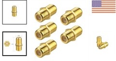 24K Gold-Plated RG6 Female-to-Female Coaxial Connectors, 5-Pack for HD Signal