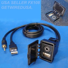 FLUSH MOUNT AUX USB 3.5MM HEADPHONE JACK MOUNTING PANEL DASHBOAR DOCK INPUT LEAD