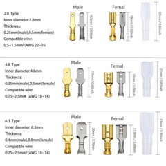 720/360Pcs Male Female Wire Spade Connectors Crimp Terminals Kit for Car Speaker