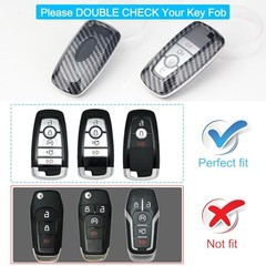 for Ford Key Fob Cover with Keychain Full Protection Durable ABS Carbon Fiber