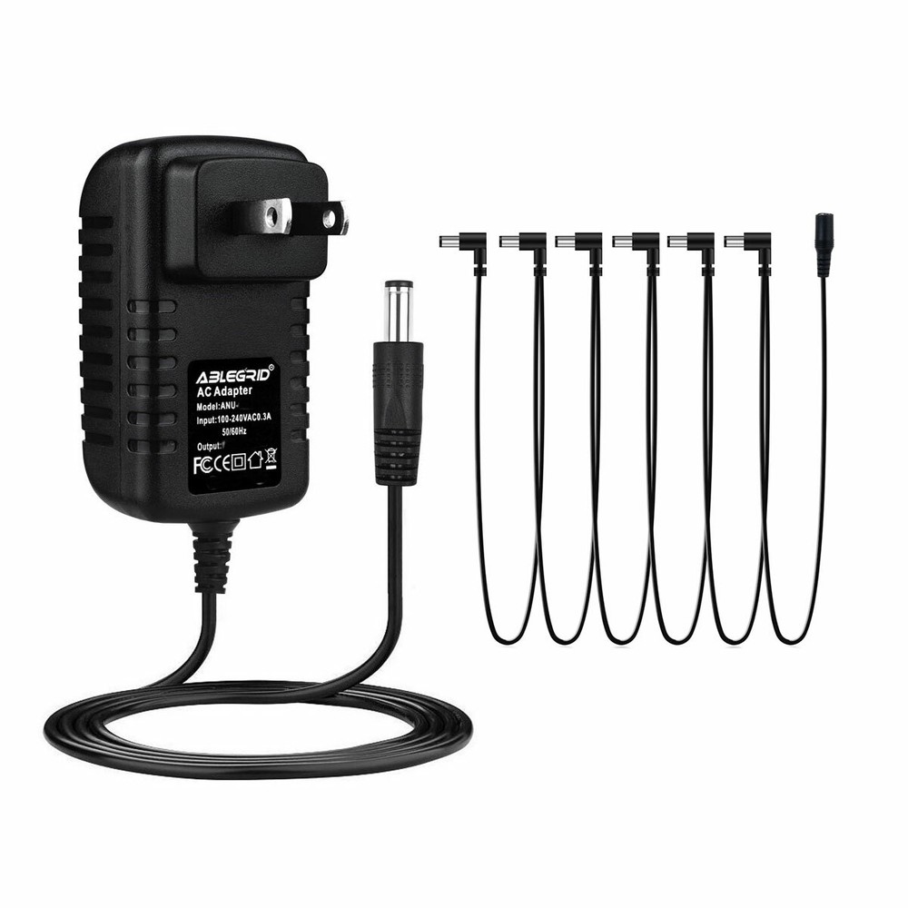 US 9V DC 1A Guitar Effect Pedal Power Supply Adapter 6 way Daisy Chain Cable Kit