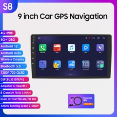 8+128GB 8Core 9″ Android 12 CarPlay Radio Stereo GPS Navi Player WiFi DSP BT 5.0