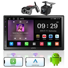 ATOTO 7″ Double Din Android Car Stereo Bluetooth Wireless CarPlay w/ Dual Camera