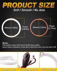 70MM Halo Rings Red Car Angel Eyes 45SMD COB LED Fog Lights Driving Size: 70MM