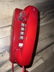 Cortelco 2554 Red Wall Phone Vintage Push Button Bell Ring Retro Mod TESTED USA