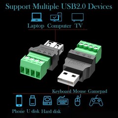 10 PCS USB 2.0 Type A to 4 Pin Screw Terminal Connector 5 Male + 5 Female
