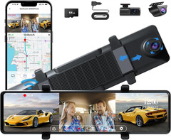 12″ Mirror Dash Cam 3 Channel 4K Front Inside Rear 1080P WiFi Night Vision GPS 2