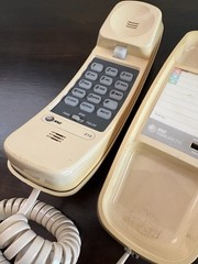 Vintage AT&T Trimline 210 Phone Beige Curly Corded Retro Landline Desk Telephone