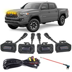 4pcs Raptor Style Smoked Amber Grille Light LED DRL For Toyota Tacoma TRD 20~23